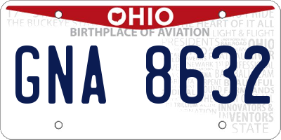 OH license plate GNA8632