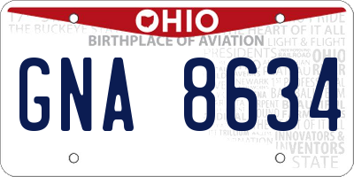 OH license plate GNA8634