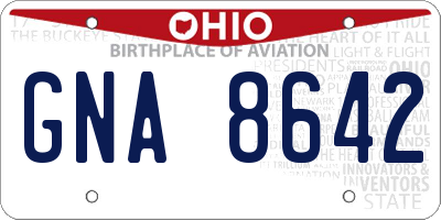 OH license plate GNA8642