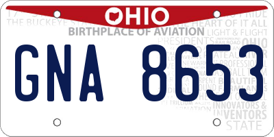 OH license plate GNA8653