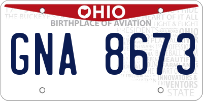 OH license plate GNA8673