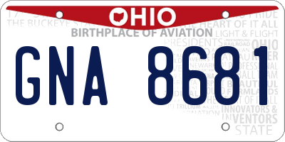 OH license plate GNA8681