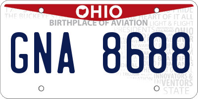 OH license plate GNA8688