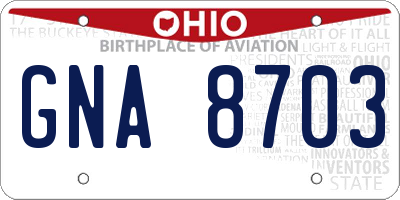 OH license plate GNA8703