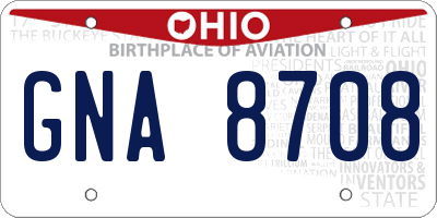 OH license plate GNA8708
