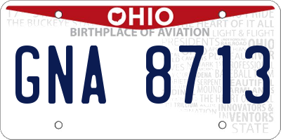 OH license plate GNA8713