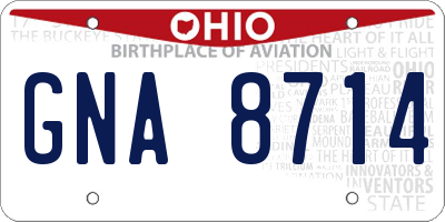 OH license plate GNA8714
