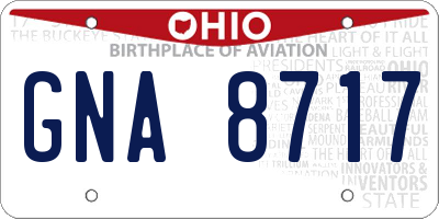 OH license plate GNA8717