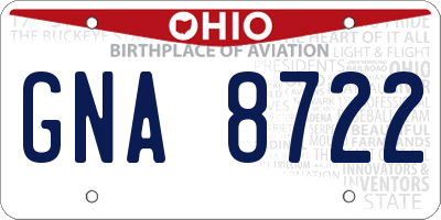 OH license plate GNA8722