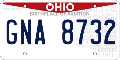 OH license plate GNA8732