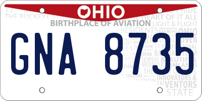 OH license plate GNA8735