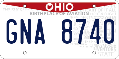 OH license plate GNA8740