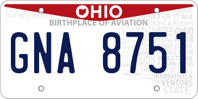 OH license plate GNA8751