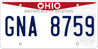 OH license plate GNA8759