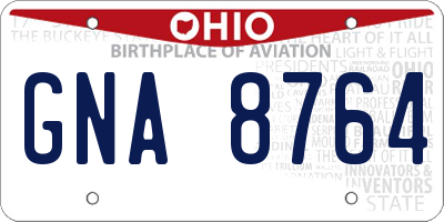 OH license plate GNA8764