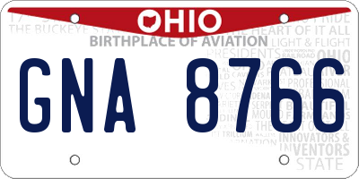 OH license plate GNA8766