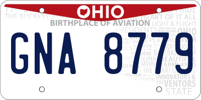 OH license plate GNA8779