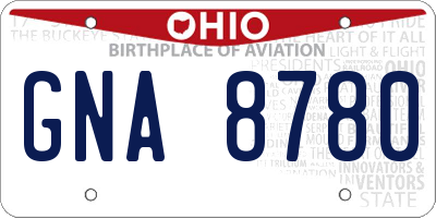 OH license plate GNA8780