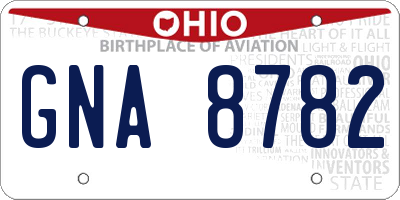 OH license plate GNA8782
