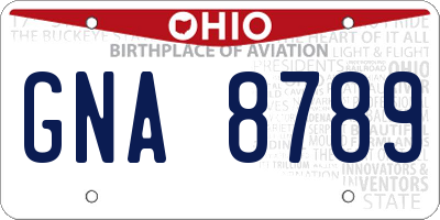 OH license plate GNA8789