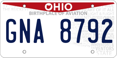 OH license plate GNA8792