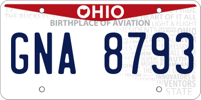 OH license plate GNA8793