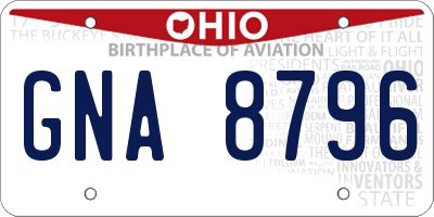 OH license plate GNA8796