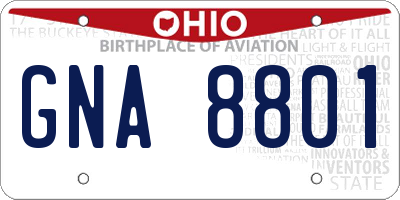 OH license plate GNA8801