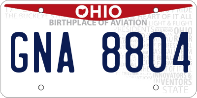 OH license plate GNA8804