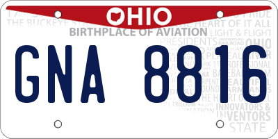 OH license plate GNA8816