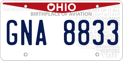 OH license plate GNA8833