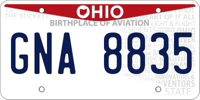 OH license plate GNA8835