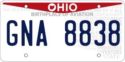 OH license plate GNA8838