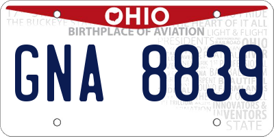 OH license plate GNA8839
