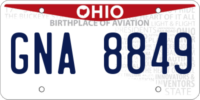 OH license plate GNA8849