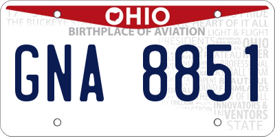 OH license plate GNA8851