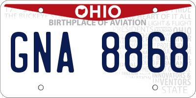 OH license plate GNA8868
