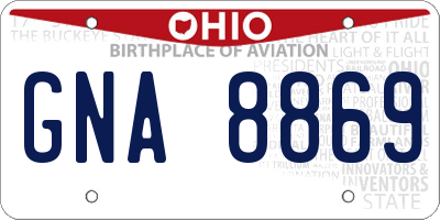 OH license plate GNA8869