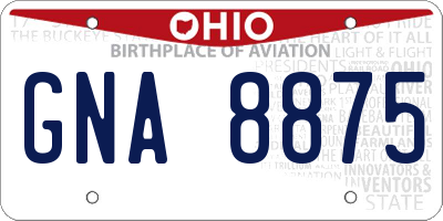 OH license plate GNA8875