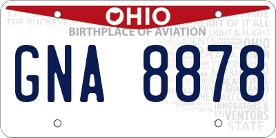 OH license plate GNA8878