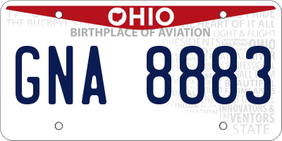 OH license plate GNA8883