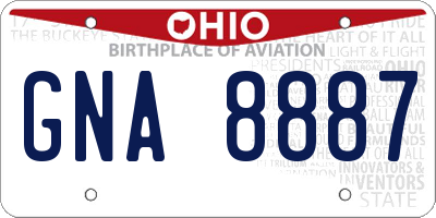 OH license plate GNA8887