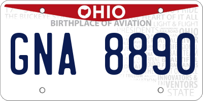 OH license plate GNA8890