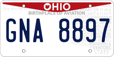 OH license plate GNA8897