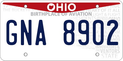 OH license plate GNA8902