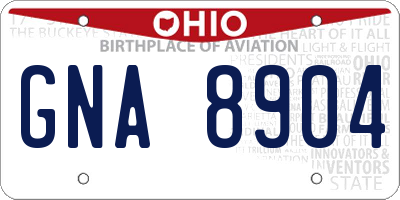OH license plate GNA8904