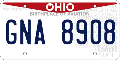OH license plate GNA8908