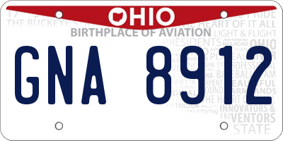 OH license plate GNA8912