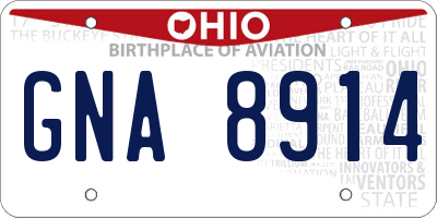 OH license plate GNA8914