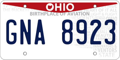 OH license plate GNA8923